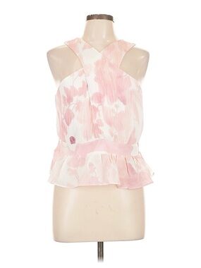 Express Pink White Floral Pleated Halter Peplum Camisole